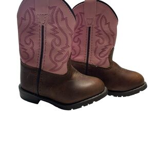 Kids Cowboy Western Boots New With Brown and Pink Size 5